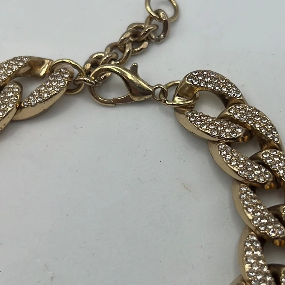 Men Cuban chain bracelet gold with rhinestones
